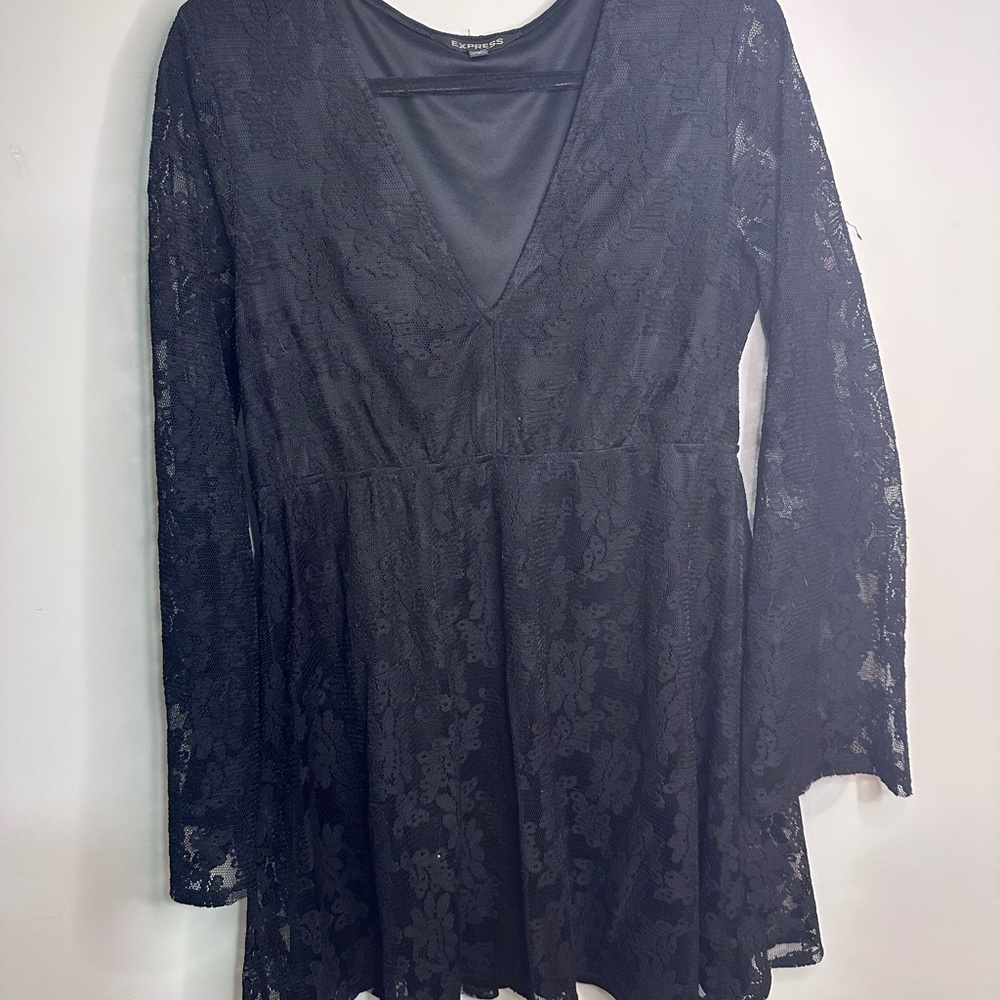 Express Black Lace V-Neck Dress